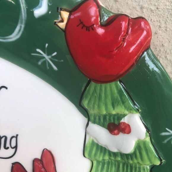 Fitz and Floyd Holly Hat Snowman Platter - Picture 3 of 9